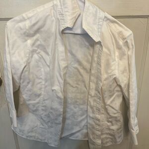 Gold Label Investments white LS button down w/embossed butterflies-Size 12